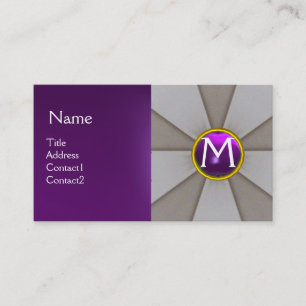 SCALES OF LAW,LEGAL,ATTORNEY MONOGRAM Grey Purple Business Card
