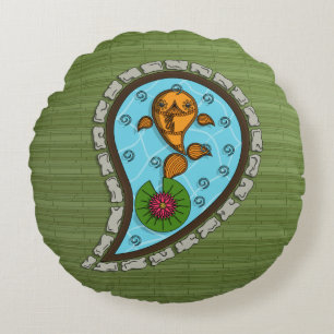 Scales the Goldfish Round Pillow
