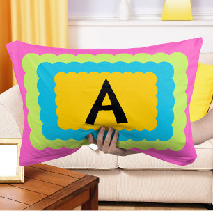 Scallop Alphabet Monogram Scalloped design bright Lumbar Cushion