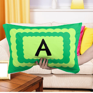 Scallop Alphabet Monogram Scalloped design green Lumbar Cushion