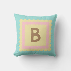 Scallop Alphabet Monogram Scalloped design pastel Cushion