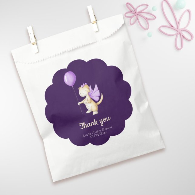 Scallop Dark Purple Dragon Theme Baby Shower Favour Bag (Creator Uploaded)