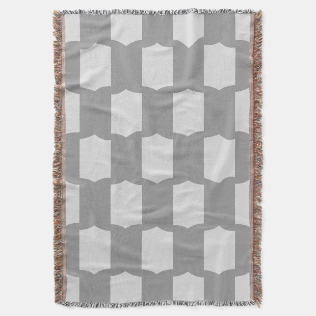 Scallop Grid Concrete & Pale Grey Throw Blanket (Front Vertical)