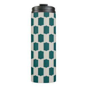 Scallop Grid Deep Teal Driftwood Beige Thermal Tumbler