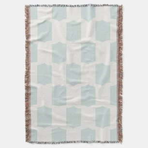 Scallop Grid Soft Sky & Off-White Throw Blanket