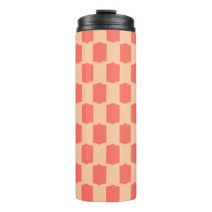 Scallop Grid Warm Coral Apricot Thermal Tumbler
