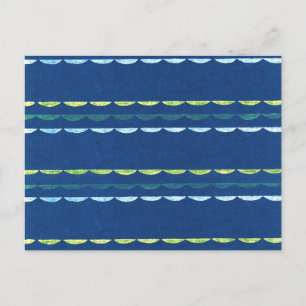 Scallop Japanese Woodcut Textile Postcard