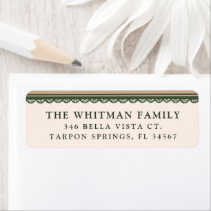 Scallop Lace Ribbon Christmas Return Address Label