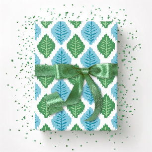 Scallop Leaf Diamond in Green and Aqua Wrapping Paper
