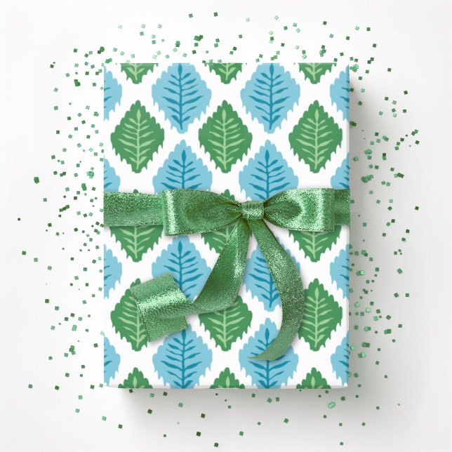 Scallop Leaf Diamond in Green and Aqua Wrapping Paper (Creator Uploaded)