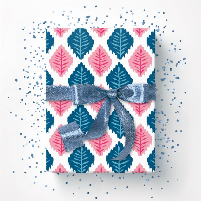 Scallop Leaf Diamond in Pink and Aqua Wrapping Paper (Creator Uploaded)