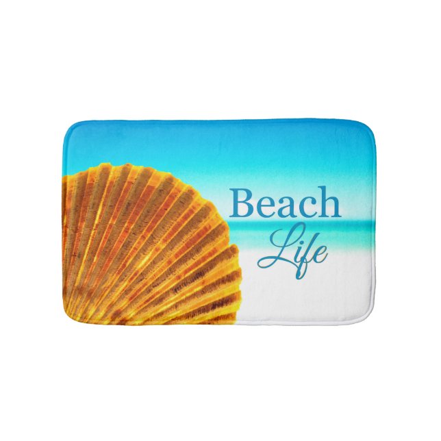 Scallop Sea Shell Beach Life Bath Mat (Front)