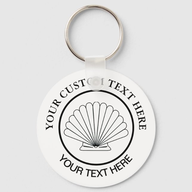 Scallop Seashell Custom Logo Key Ring (Front)
