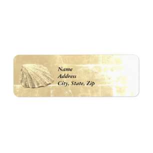 Scallop Seashell on Sand Return Address Label