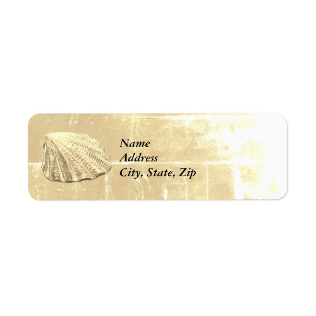 Scallop Seashell on Sand Return Address Label (Front)
