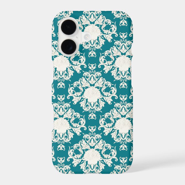 Scallop Seashell Summer Ocean Damask Beach Pattern (Back)
