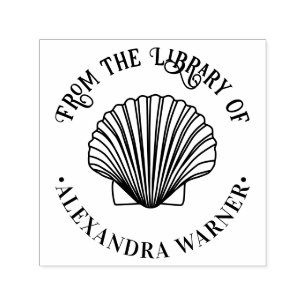 Scallop Shell #3 “From the library of” Name Book Self-inking Stamp