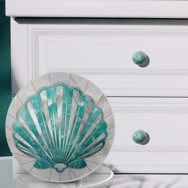 Scallop Shell  -Aquamarine and Pearl Ceramic Knob (Creator Uploaded)