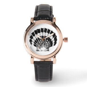 Scallop Shell - black and white Watch