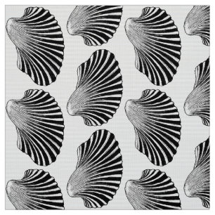 Scallop Shell Block Print, Black and White Fabric