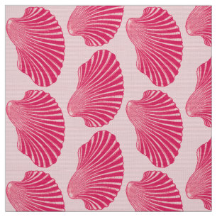 Scallop Shell Block Print, Fuchsia and Pale Pink Fabric