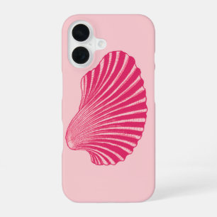Scallop Shell Block Print, Fuchsia and Pale Pink iPhone 16 Case