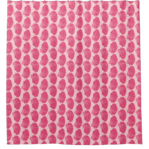 Scallop Shell Block Print, Fuchsia and Pale Pink Shower Curtain