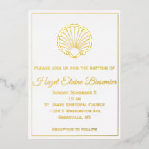 Scallop Shell Bordered Foil Invitation