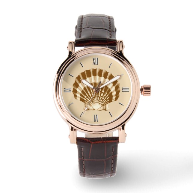 Scallop Shell - brown and beige Watch (Front)