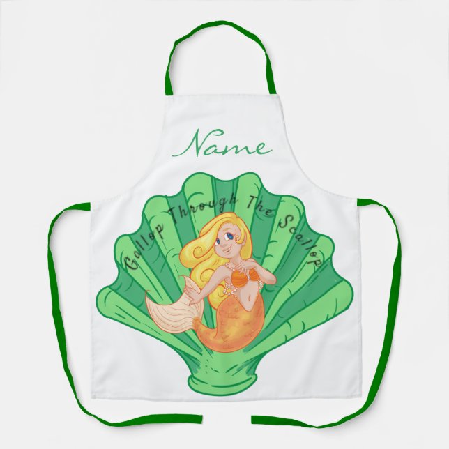 Scallop Shell Mermaid Thunder_Cove  Apron (Front)