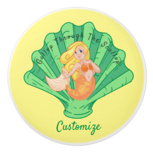 Scallop Shell Mermaid Thunder_Cove Ceramic Knob