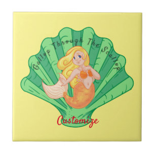 Scallop Shell Mermaid Thunder_Cove  Ceramic Tile