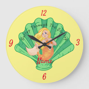 Scallop Shell Mermaid Thunder_Cove Large Clock