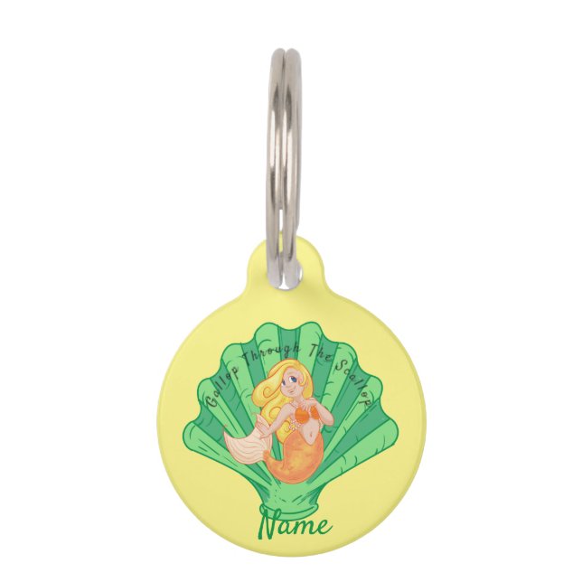 Scallop Shell Mermaid Thunder_Cove Pet Tag (Front)