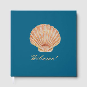 Scallop Shell Ocean Blue "Welcome!" Guest Book