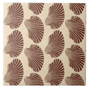 Scallop Shell Print, Brown and Beige Tile
