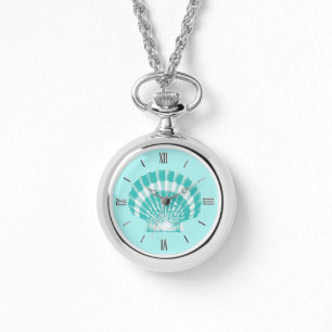 Scallop Shell - soft aqua and white Watch