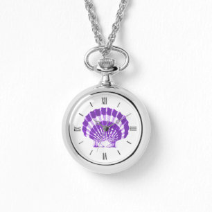 Scallop Shell - violet and white Watch