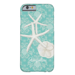 Scallop Starfish Damask Seashell Beach Pattern Barely There iPhone 6 Case
