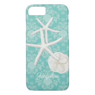 Scallop Starfish Damask Seashell Beach Pattern iPhone 8/7 Case
