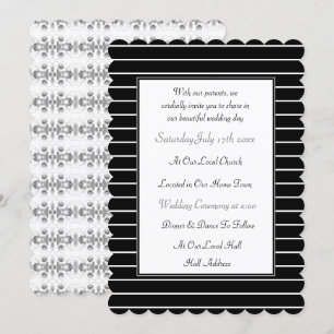 Scalloped Black and White Wedding Invitation