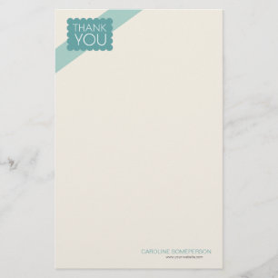 Scalloped Blue Teal   Thank You Stationery