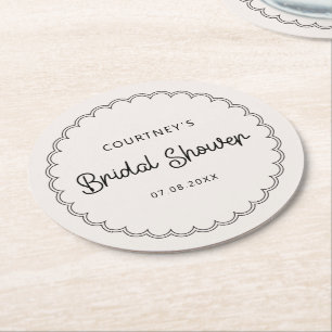 Scalloped border Bridal Shower Drinking Coasters