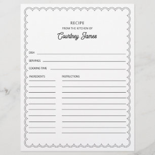 Scalloped Border Name Recipe Card