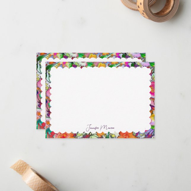 scalloped border stationery card (Front/Back In Situ)