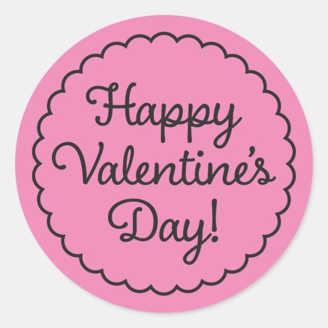 Scalloped Border Valentine's Day Sticker Pink (Front)