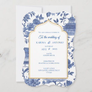 Scalloped Chic-tique Chinoiserie Pagoda Invitation