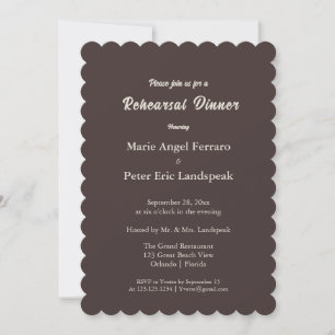 Scalloped Chocolate Brown Rehearsal Dinner Invitation