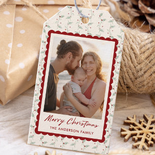 Scalloped Christmas Family Photo Gift Tags