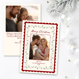 Scalloped Christmas Two Photo Holiday Card